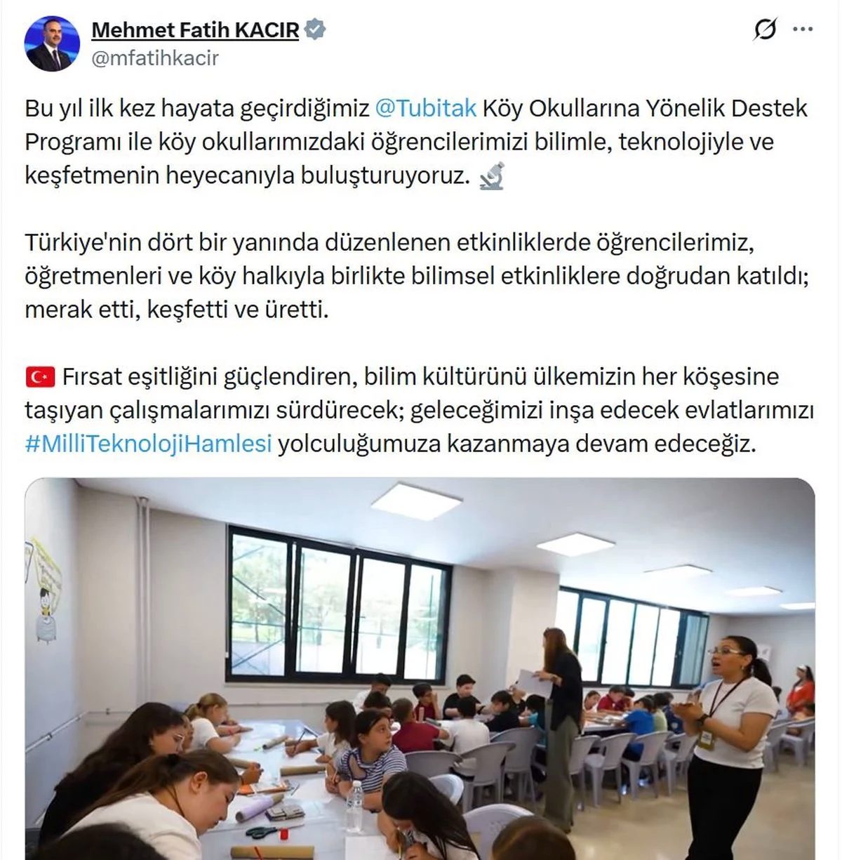 TÜBİTAK'tan köy okullarına bilim ve teknoloji desteği