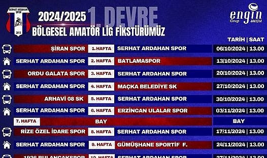 Serhat Ardahanspor ilk yarı maç takvimi açıklandı