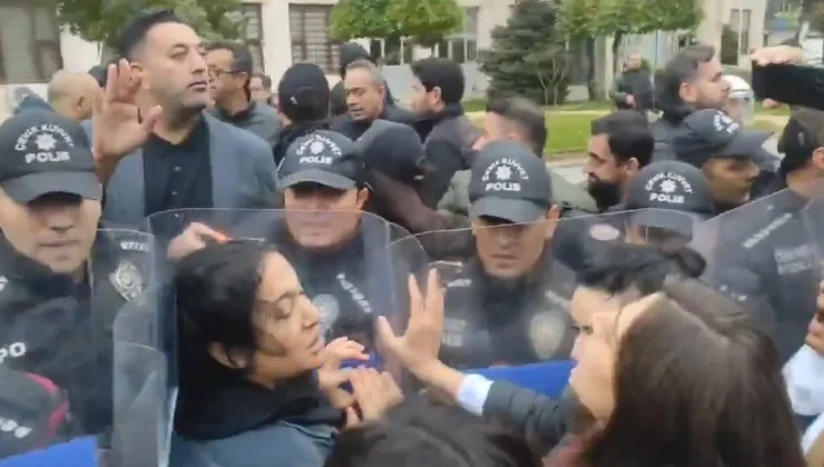 Batman Belediyesi önünde kayyum gerginliği: İki gözaltı