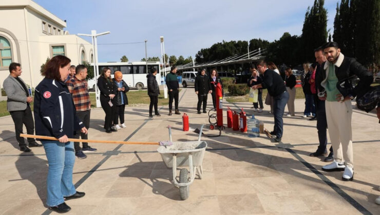 Aksu belediye personeline yangın tatbikatı yaptırıldı