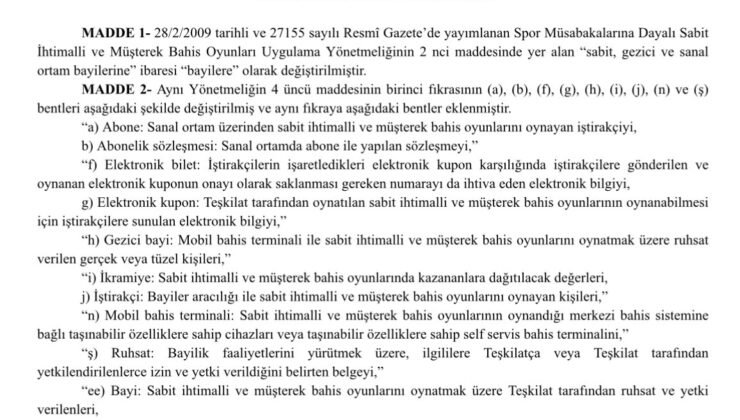 Yasa Dışı Bahise Sıkı Denetim, Resmi Gazetede Yayınlandı