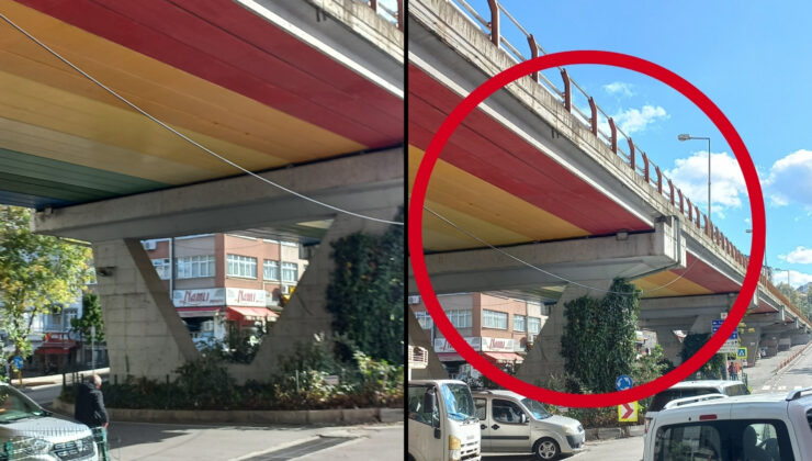 Samsun’da köprüden sarkan elektrik kablosu tehlike saçıyor