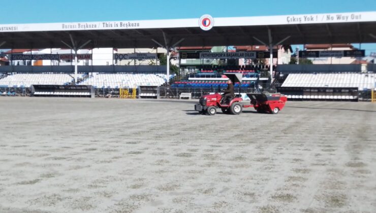 Fethiye Şehir Stadı zemini bakıma alındı
