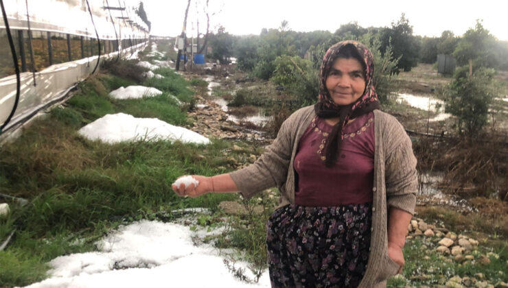 Serik’te sağanak yağmur sonrası dolu yağdı