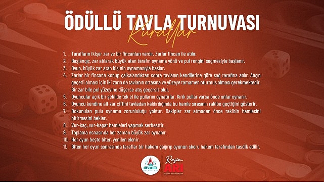 Nevşehir Belediyesi’nden Ödüllü Tavla Turnuvası