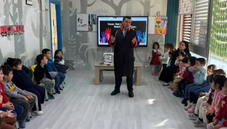 Anamur Cumhuriyet Başsavcısı Tanju Çatlı, anaokulu öğrencileriyle buluştu
