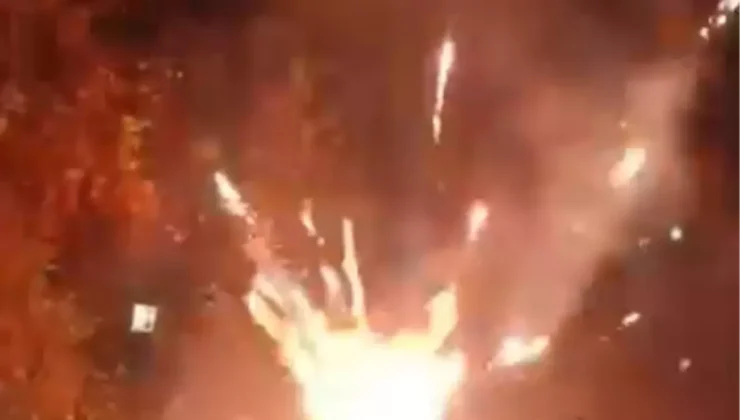 Ateşlediği havai fişek elinde patladı; o anlar kamerada