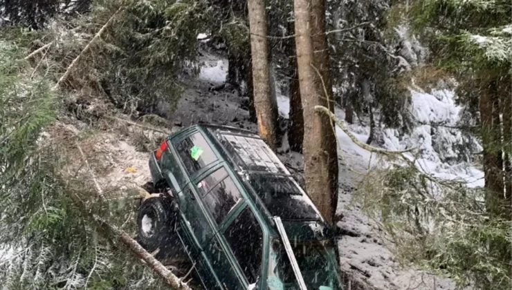 Giresun’da uçuruma düşen cipteki 5 kişi yaralandı