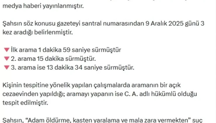 İçişleri Bakanlığı’ndan Gazeteciyi Arayan ‘Yeşil’ Kod Adlı Kişi Açıklaması