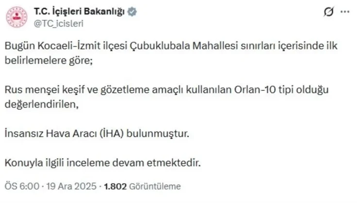 Kocaeli’de insansız hava aracı düştü