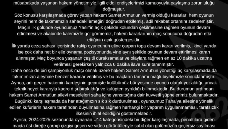 Kocasinan Şimşekspor’dan sert açıklama: “Bu hakemi maçlarımıza istemiyoruz”