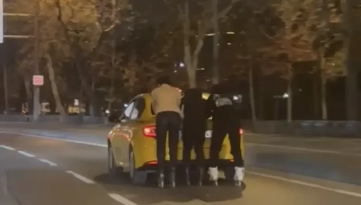 Maltepe’de patenli 3 kişinin tehlikeli yolculuğu kamerada