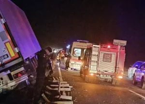 Mardin’de bariyerlere çarpan tırın sürücüsü yaralandı