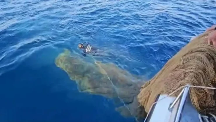 Muğla’da denizde hayalet ağ temizliği