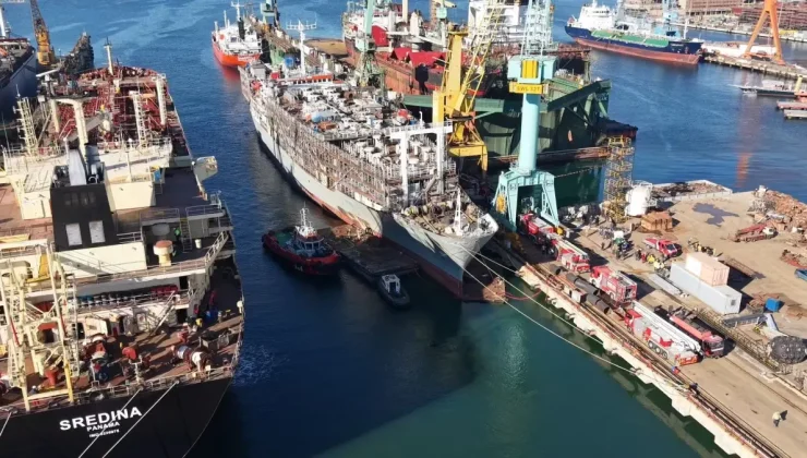 Tuzla’da tersanede gemide yangın -5 / Dron görüntüsü