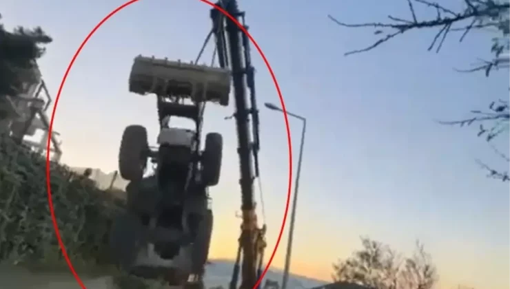 Vinçle taşınan kepçe, halat kopunca 5 metreden düştü; o anlar kamerada