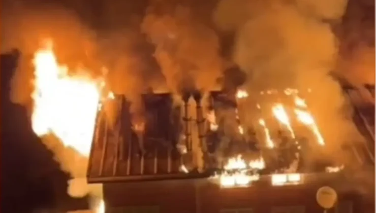 Yayla evi alev alev yandı