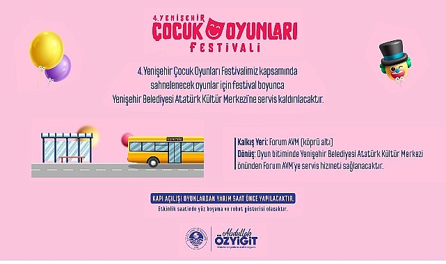 4. Yenişehir Çocuk Oyunları Festivali başlıyor