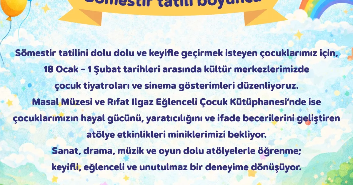 Yarıyıl Tatili Kartallı Çocuklar İçin Şenliğe Dönüşüyor