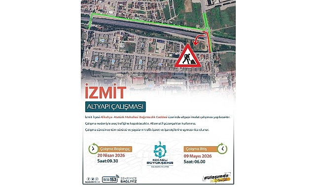 Çalışma süresince cadde trafiğe kapalı kalacak